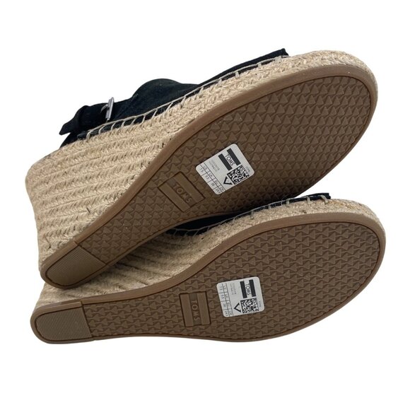 TOMS Monica Espadrille Black Wedge Sandals Womens Size 7.5 - Picture 9 of 13